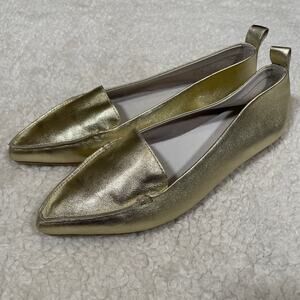 Jeffrey Campbell RARE Vionnet White Gold Pointy Toe Flats Metallic Leather 6